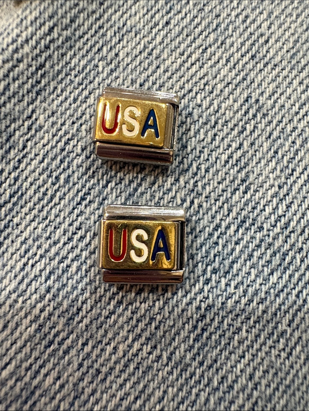 Each one apart nomination charm USA Gold  18kItalian Charm Links - Red White
